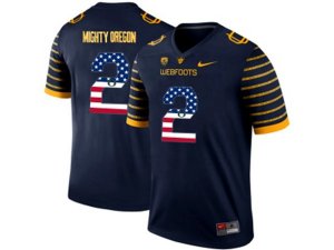 2016 US Flag Fashion 2016 Men\'s Oregon Ducks Spring Game Mighty Oregon #2 Webfoot 100th Rose Bowl Game Elite Jersey - Navy