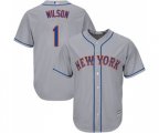 New York Mets #1 Mookie Wilson Replica Grey Road Cool Base Baseball Jersey