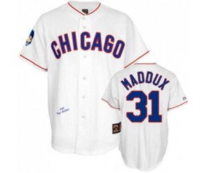 Chicago Cubs #31 Greg Maddux Replica White 1988 Throwback Baseball Jersey