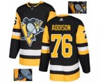 Adidas Pittsburgh Penguins #76 Calen Addison Authentic Black Fashion Gold NHL Jersey