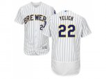 Milwaukee Brewers #22 Christian Yelich White Strip Flexbase Authentic Collection Stitched MLB Jersey