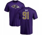 Baltimore Ravens #91 Shane Ray Purple Name & Number Logo T-Shirt