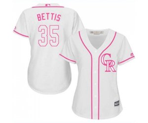 Women\'s Colorado Rockies #35 Chad Bettis Authentic White Fashion Cool Base Baseball Jersey