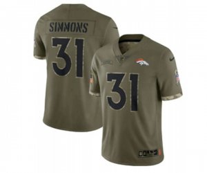 Denver Broncos #31 Justin Simmons 2022 Olive Salute To Service Limited Stitched Jersey