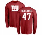 New York Giants #47 Alec Ogletree Red Name & Number Logo Long Sleeve T-Shirt