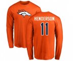 Denver Broncos #11 Carlos Henderson Orange Name & Number Logo Long Sleeve T-Shirt