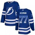 Tampa Bay Lightning #77 Victor Hedman Authentic Blue Drift Fashion NHL Jersey