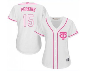 Women\'s Minnesota Twins #15 Glen Perkins Replica White Fashion Cool Base Baseball Jersey