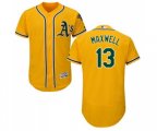 Oakland Athletics #13 Bruce Maxwell Gold Alternate Flex Base Authentic Collection Baseball Jersey