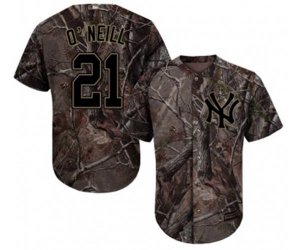 New York Yankees #21 Paul O\'Neill Authentic Camo Realtree Collection Flex Base Baseball Jersey