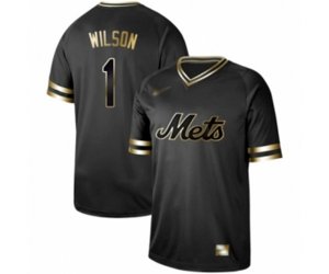 New York Mets #1 Mookie Wilson Authentic Black Gold Fashion Baseball Jersey