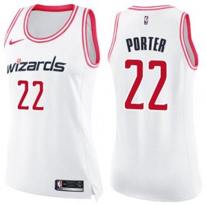 Women\'s Washington Wizards #22 Otto Porter Swingman White Pink Fashion NBA Jersey