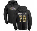 Baltimore Ravens #78 Orlando Brown Jr. Black Name & Number Logo Pullover Hoodie