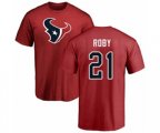 Houston Texans #21 Bradley Roby Red Name & Number Logo T-Shirt