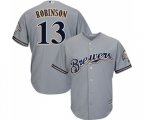 Milwaukee Brewers #13 Glenn Robinson Replica Grey Road Cool Base Baseball Jersey