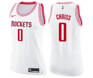 Women\'s Houston Rockets #0 Marquese Chriss Swingman White Pink Fashion Basketball Jersey