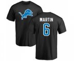 Detroit Lions #6 Sam Martin Black Name & Number Logo T-Shirt