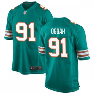 Miami Dolphins #91 Emmanuel Ogbah Nike Aqua Retro Alternate Vapor Limited Jersey