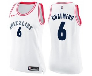 Women\'s Memphis Grizzlies #6 Mario Chalmers Swingman White Pink Fashion Basketball Jersey