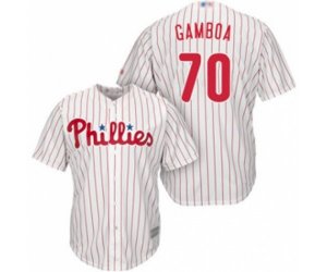 Philadelphia Phillies Arquimedes Gamboa Replica White Red Strip Home Cool Base Baseball Player Jersey