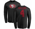 San Francisco 49ers #4 Nick Mullens Black Name & Number Logo Long Sleeve T-Shirt