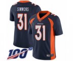 Denver Broncos #31 Justin Simmons Navy Blue Alternate Vapor Untouchable Limited Player 100th Season Football Jersey