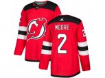 New Jersey Devils #2 John Moore Red Home Authentic Stitched NHL Jersey