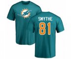 Miami Dolphins #81 Durham Smythe Aqua Green Name & Number Logo T-Shirt