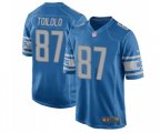 Detroit Lions #87 Levine Toilolo Game Blue Team Color Football Jersey