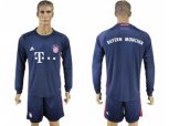 Bayern Munchen Blank Dark Blue Goalkeeper Long Sleeves Soccer Club Jersey
