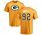 Green Bay Packers #92 Reggie White Gold Name & Number Logo T-Shirt