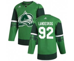 Colorado Avalanche #92 Gabriel Landeskog 2020 St. Patrick\'s Day Stitched Hockey Jersey Green