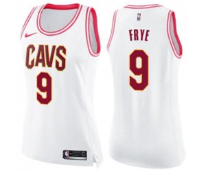 Women\'s Cleveland Cavaliers #9 Channing Frye Swingman White Pink Fashion Basketball Jersey