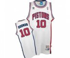 Detroit Pistons #10 Dennis Rodman Authentic White Throwback Basketball Jersey