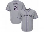 Colorado Rockies #21 Jonathan Lucroy Replica Grey Road Cool Base MLB Jersey