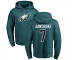 Philadelphia Eagles #7 Ron Jaworski Green Name & Number Logo Pullover Hoodie