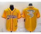 Minnesota Vikings Yellow Team Big Logo With Patch Cool Base Stitched Baseball Jersey