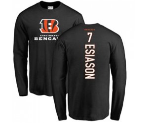 Cincinnati Bengals #7 Boomer Esiason Black Backer Long Sleeve T-Shirt
