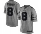 Dallas Cowboys #8 Troy Aikman Limited Gray Gridiron Football Jersey