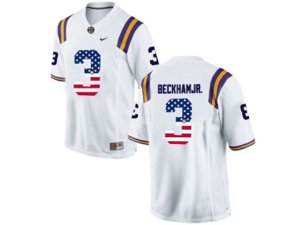 2016 US Flag Fashion 2016 Men\'s LSU Tigers Odell Beckham Jr. #3 College Football Limited Jersey - White