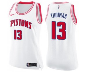 Women\'s Detroit Pistons #13 Khyri Thomas Swingman White Pink Fashion Basketball Jersey