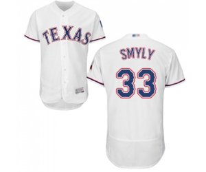 Texas Rangers #33 Drew Smyly White Home Flex Base Authentic Collection Baseball Jersey