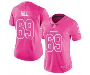 Women\'s Minnesota Vikings #69 Rashod Hill Limited Pink Rush Fashion Football Jersey