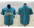 Jacksonville Jaguars Blank Teal With Patch Cool Base Stitched Baseball Jersey