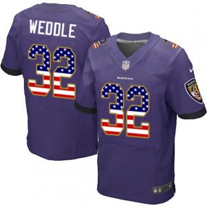 Baltimore Ravens #32 Eric Weddle Elite Purple Home USA Flag Fashion NFL Jersey