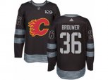 Adidas Calgary Flames #36 Troy Brouwer Authentic Black 1917-2017 100th Anniversary NHL Jersey