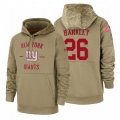New York Giants #26 Saquon Barkley 2019 Salute to Service Tan Sideline Therma Pullover Hoodie