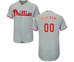 Philadelphia Phillies Customized Grey Road Flex Base Authentic Collection Baseball Jersey