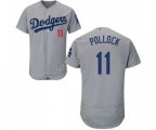 Los Angeles Dodgers #11 A. J. Pollock Gray Alternate Flex Base Authentic Collection Baseball Jersey