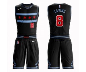 Chicago Bulls #8 Zach LaVine Swingman Black Basketball Suit Jersey - City Edition